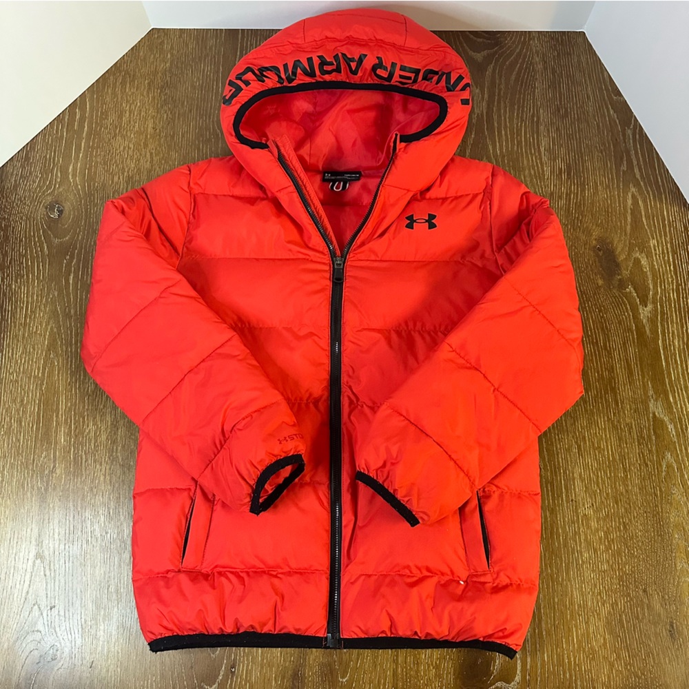 Under Armour‎ ColdGear Storm Puffer Jacket Red Boys Medium YMD Full Zip Hooded